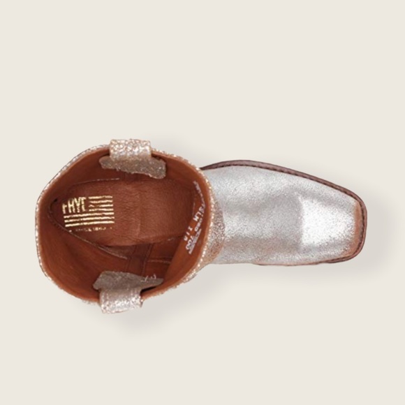 Festival Frye Harness 8G Glitter Silver Tan Pull On Metallic Cowboy Short Boot - Picture 7 of 15